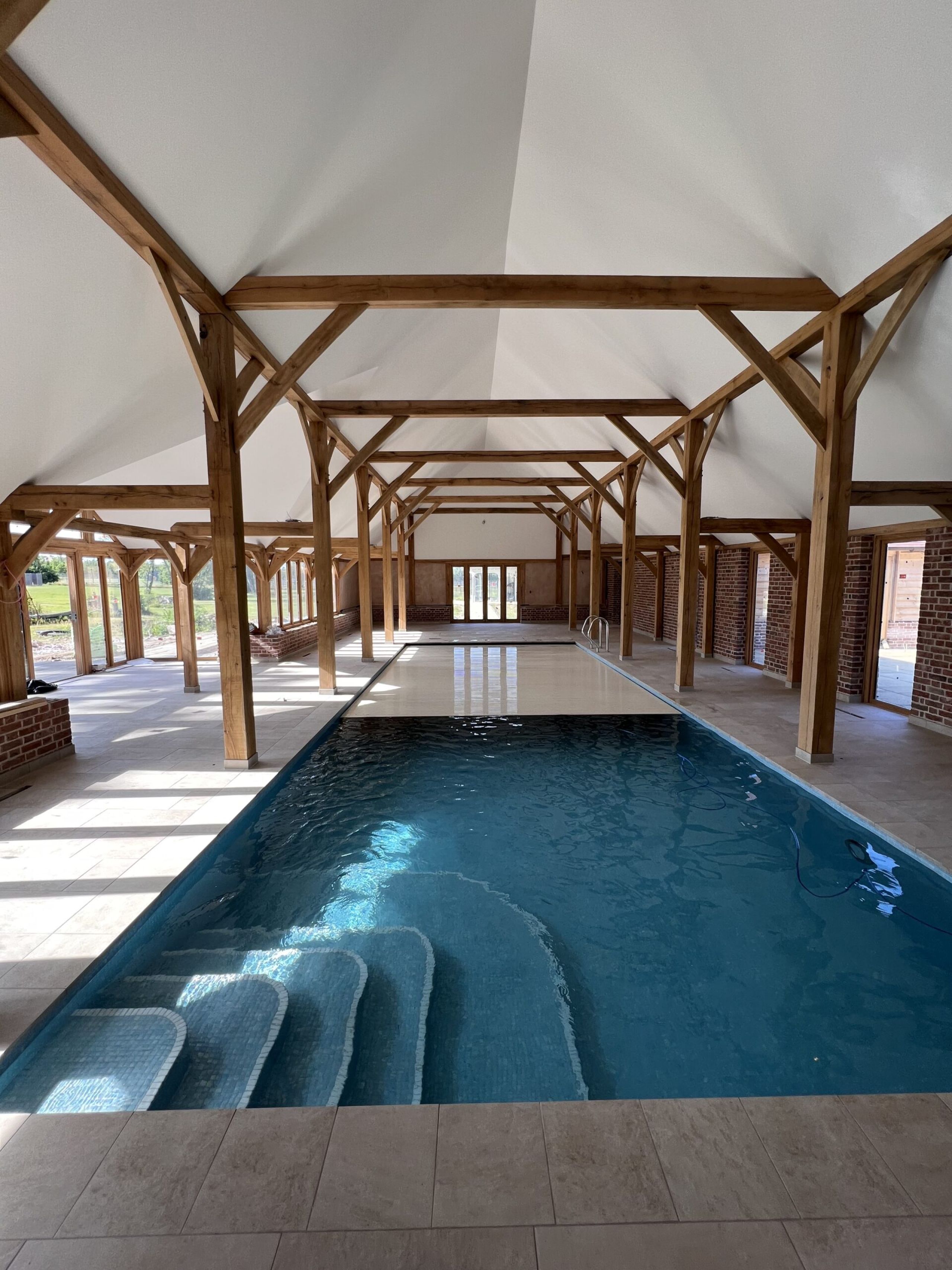 Converteed barn with swimming pool and steps