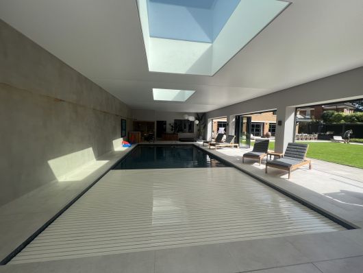 pool cover partially closed