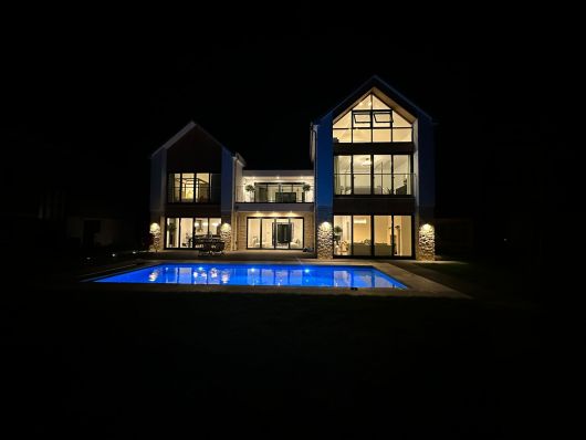 outdoor pool at night