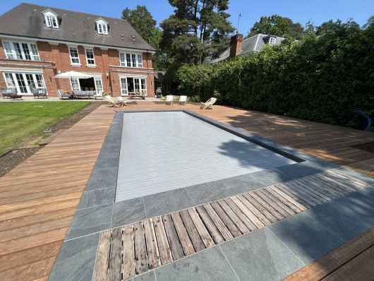 Pool with house and cover closed