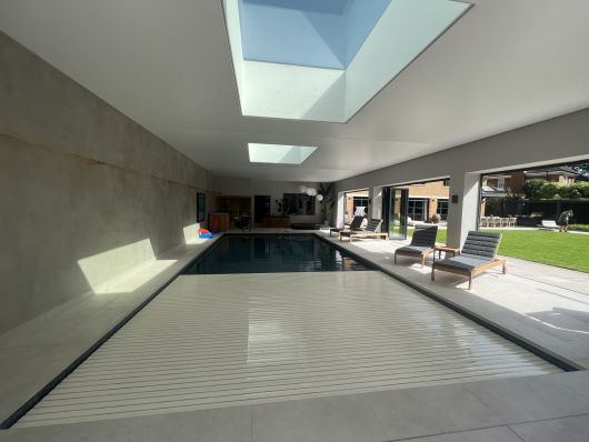 pool cover partially closed