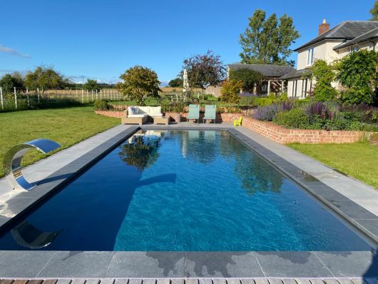 pool without cover closed in the sunshine